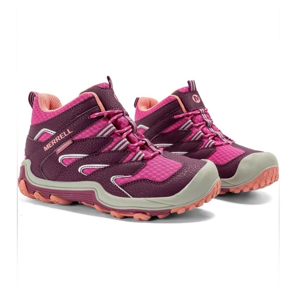 Merrell Kids Chameleon 7 Waterproof Mid Hiking Boots Berry Pink Size US 13M